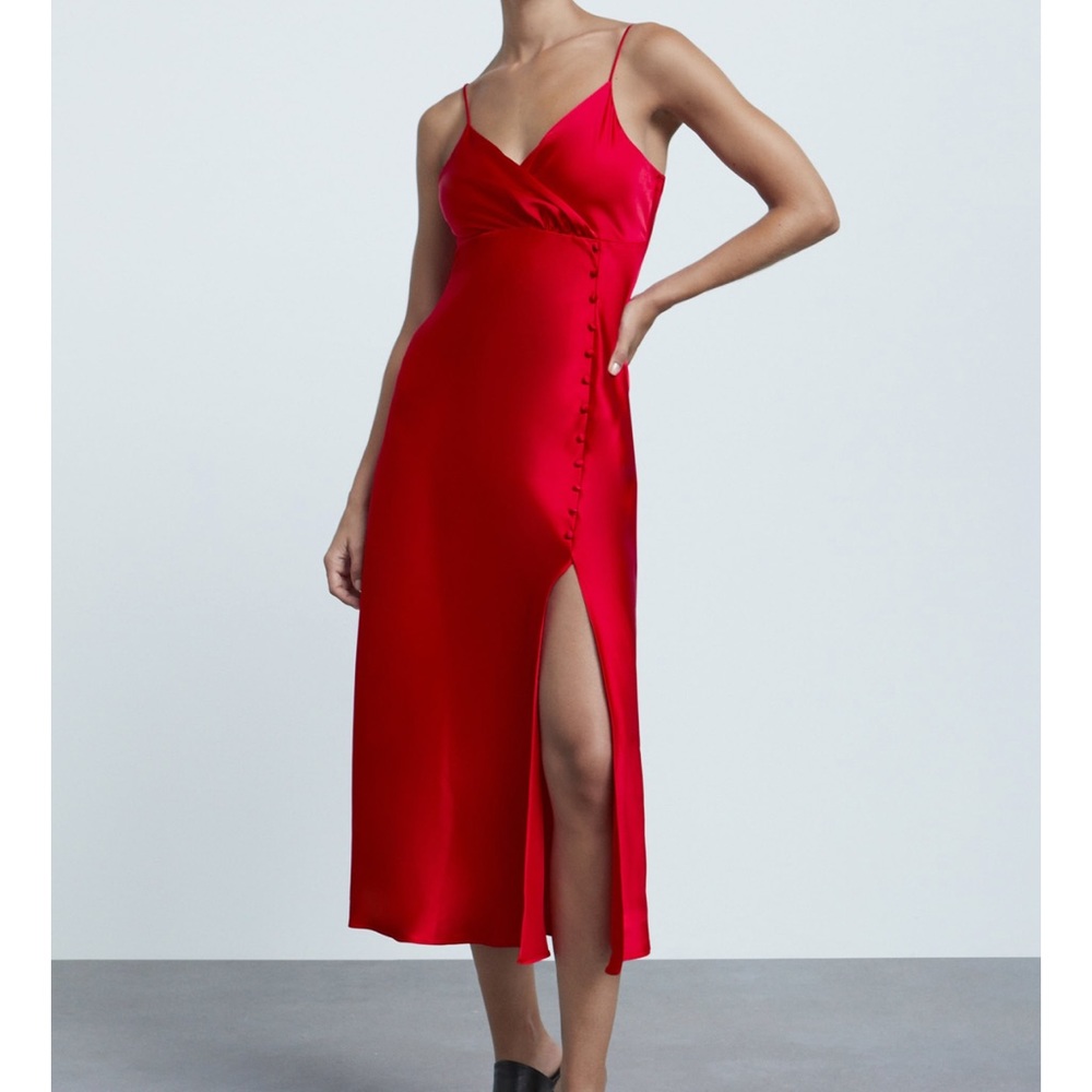 Satin Dress Red